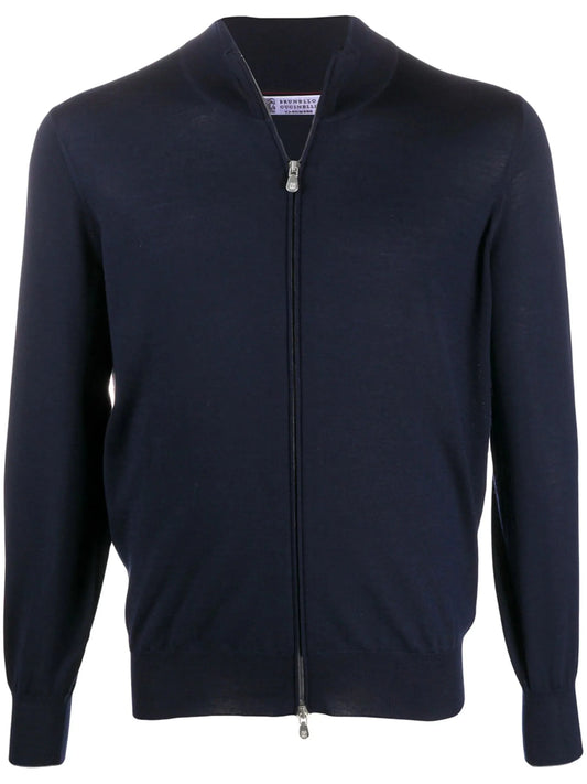 High Neck Zip Through Sweater by Brunello Cucinelli - bottegalusso: Premier Destination for Modern Luxury Menswear