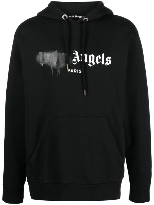 Paris Sprayed Logo Hoodie by Palm Angels - bottegalusso: Premier Destination for Modern Luxury Menswear