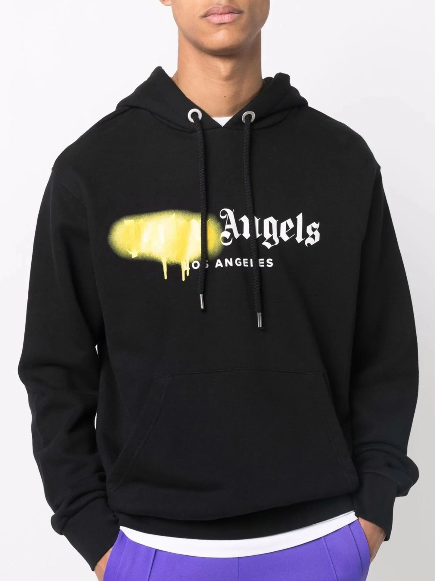 logo print drawstring hoodie by palm angels - bottegalusso: premier destination for modern luxury menswear