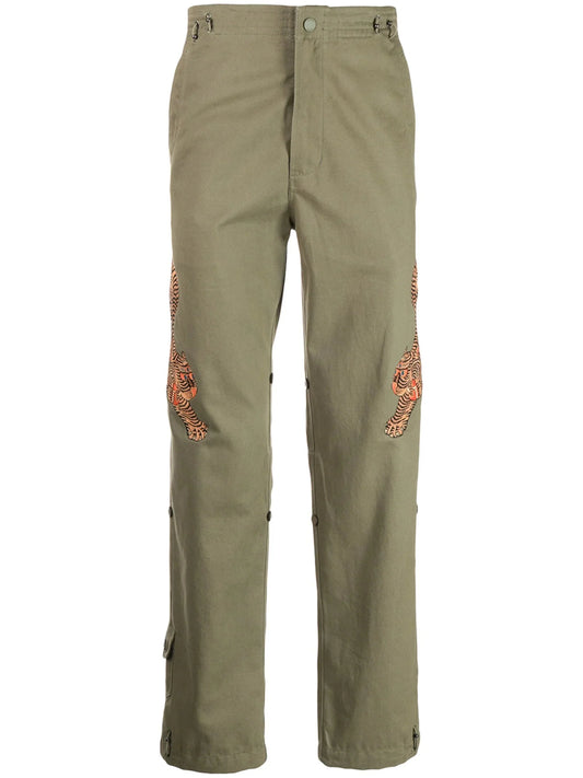 Tiger Embroidered Straight Leg Pants by Maharishi - bottegalusso: Premier Destination for Modern Luxury Menswear