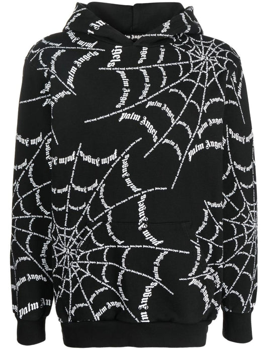 Spider Web Print Hoodie by Palm Angels - bottegalusso: Premier Destination for Modern Luxury Menswear