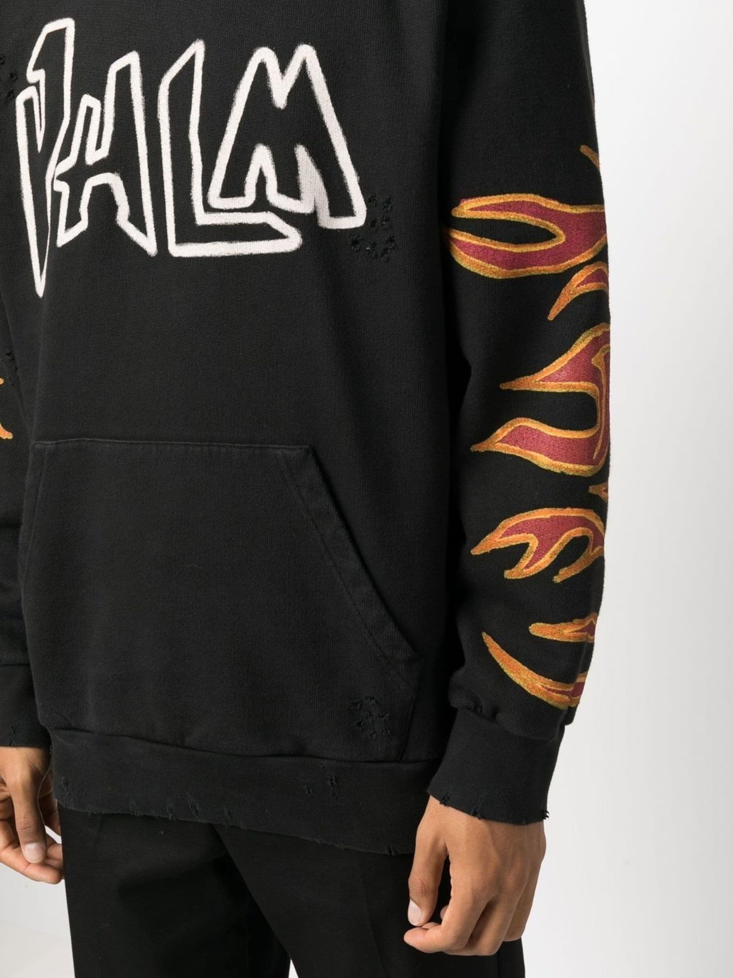 flame print cotton hoodie by palm angels - bottegalusso: premier destination for modern luxury menswear