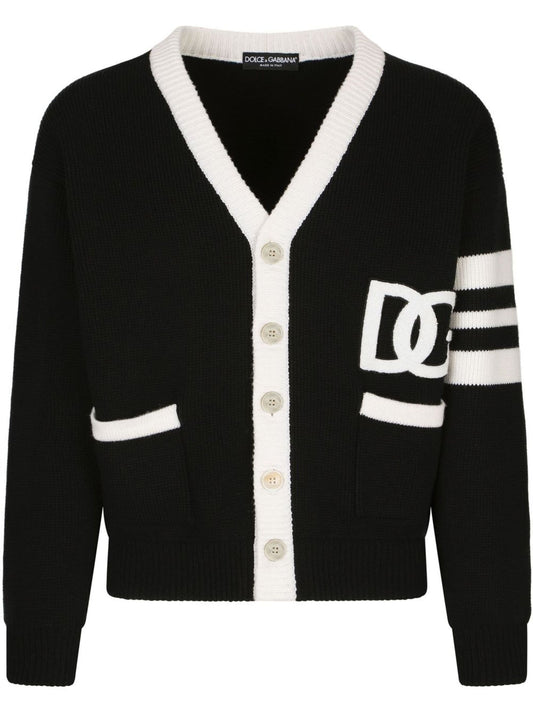 DG Logo Fishermans Knit Cardigan by Dolce & Gabbana - bottegalusso: Premier Destination for Modern Luxury Menswear