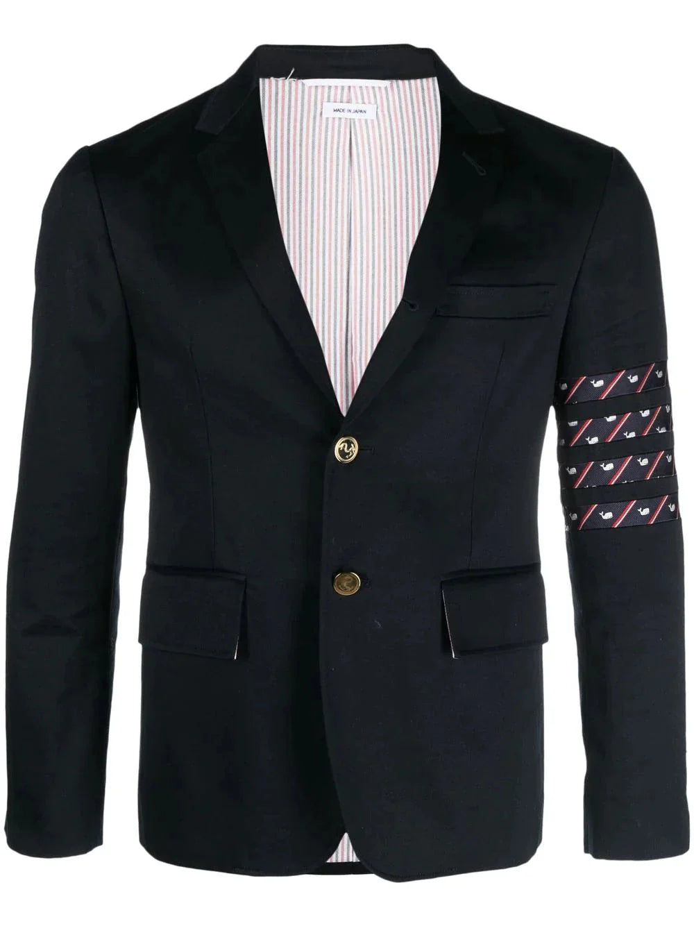 stripe detail single breasted blazer by thom browne - bottegalusso: premier destination for modern luxury menswear