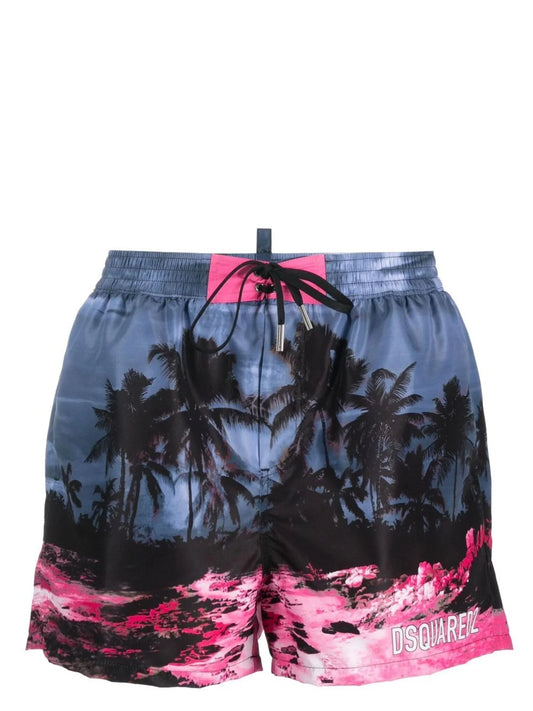 Graphic Print Swim Shorts by Dsquared2 - bottegalusso: Premier Destination for Modern Luxury Menswear