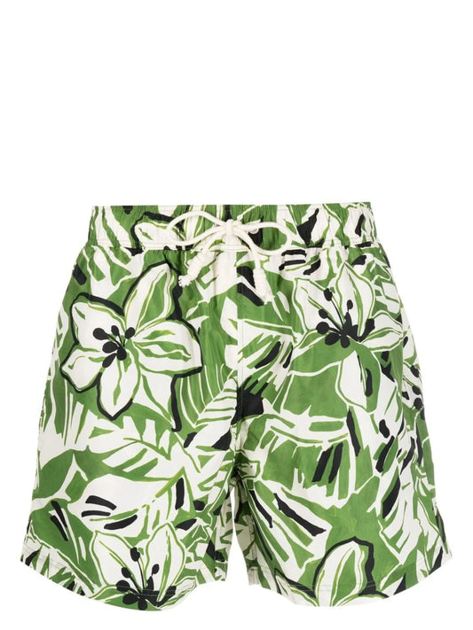 Floral Print Drawstring Swim Shorts