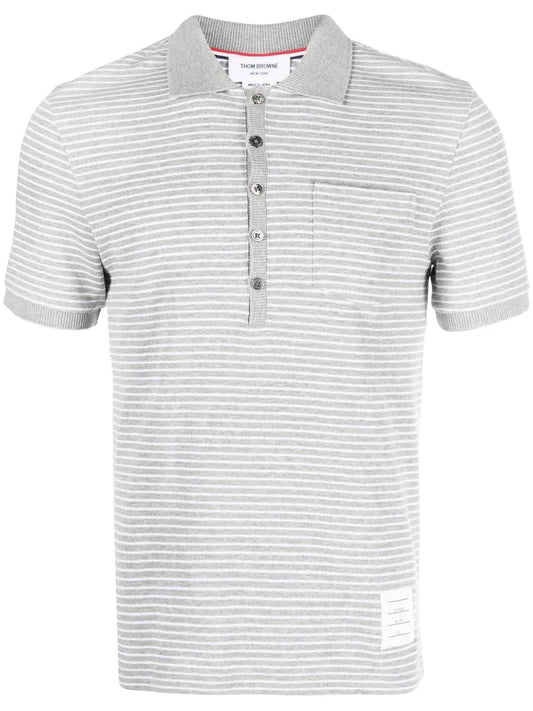 Striped Short Sleeve Polo Shirt by Thom Browne - bottegalusso: Premier Destination for Modern Luxury Menswear