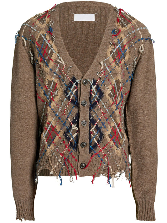 Cut Out Intarsia Knit Cardigan by Maison Margiela - bottegalusso: Premier Destination for Modern Luxury Menswear