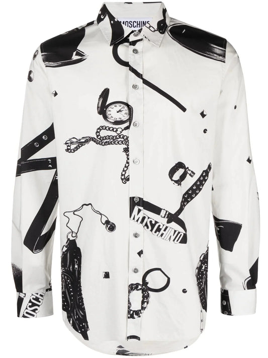 Graphic Print Long Sleeve Cotton Shirt