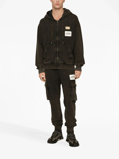 Logo Patch Zipped Hooded Cardigan by Dolce & Gabbana - bottegalusso: Premier Destination for Modern Luxury Menswear