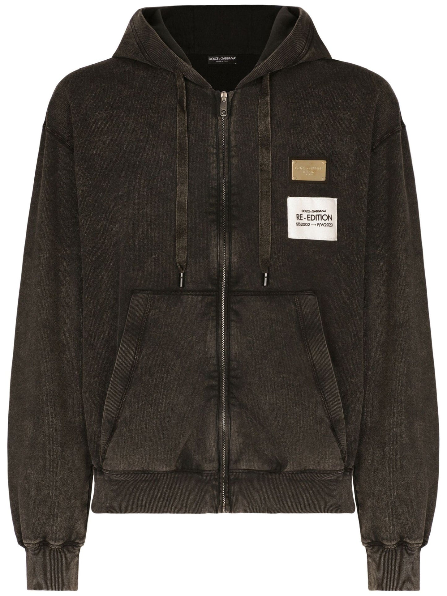 logo patch zipped hooded cardigan by dolce & gabbana - bottegalusso: premier destination for modern luxury menswear