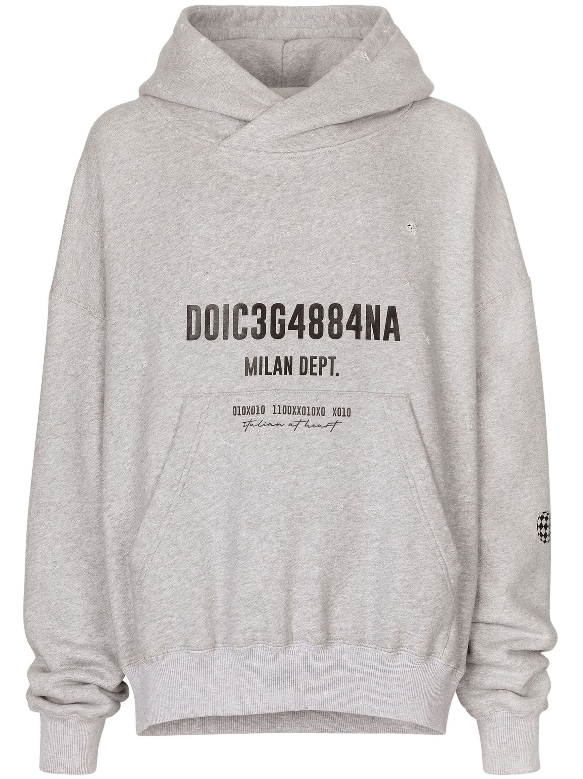 Logo Print Cotton Hoodie by Dolce & Gabbana - bottegalusso: Premier Destination for Modern Luxury Menswear