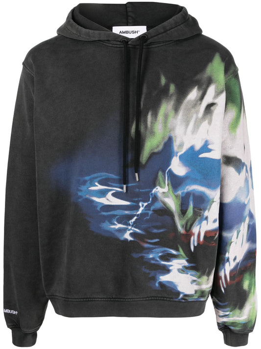 Graphic Print Cotton Hoodie by AMBUSH - bottegalusso: Premier Destination for Modern Luxury Menswear