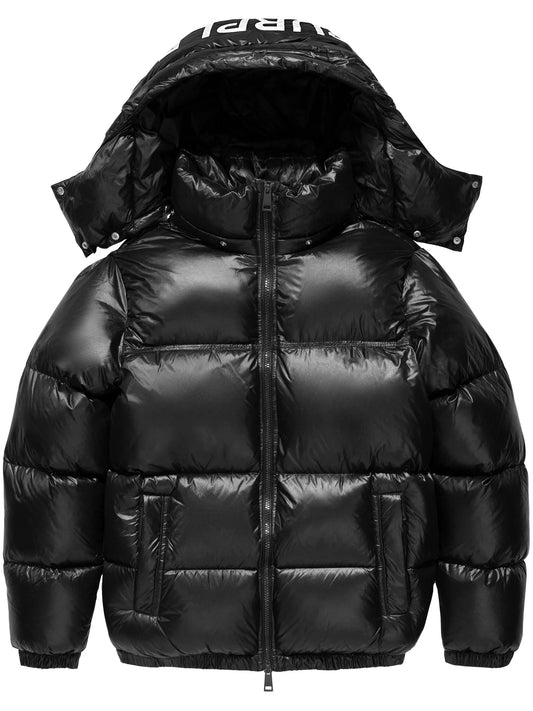 Logo Print Hooded Down Jacket