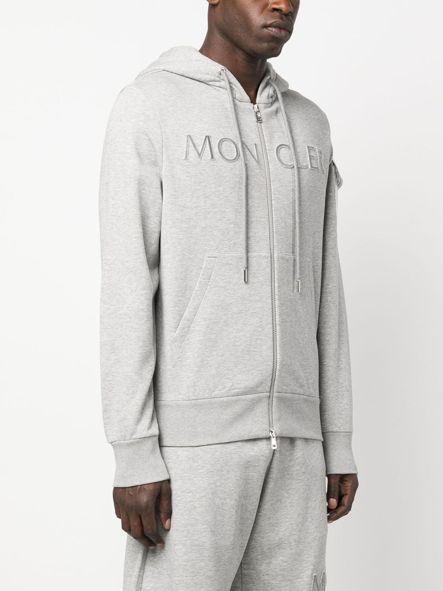 raised logo zip up hoodie by moncler - bottegalusso: premier destination for modern luxury menswear