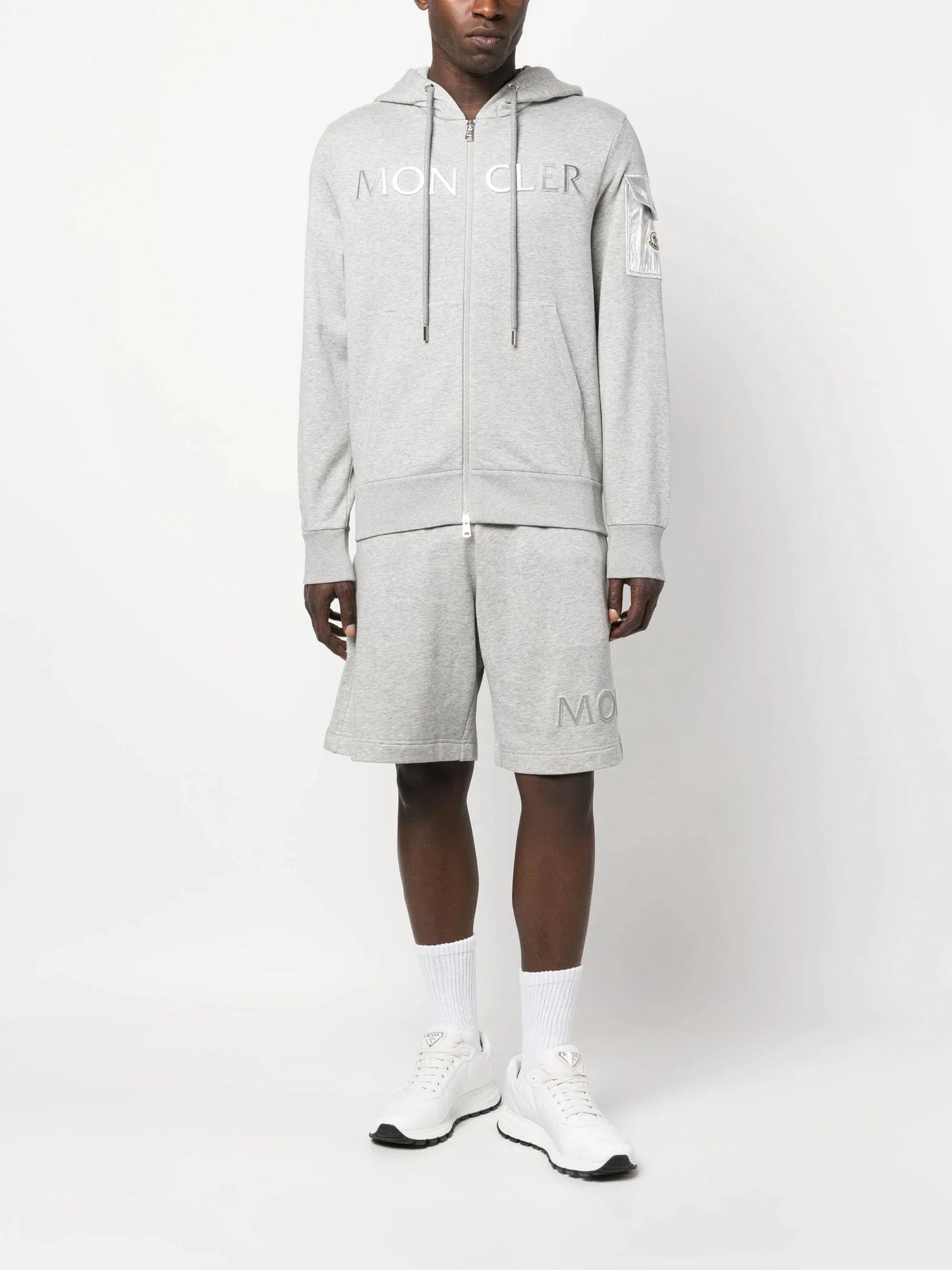 raised logo zip up hoodie by moncler - bottegalusso: premier destination for modern luxury menswear