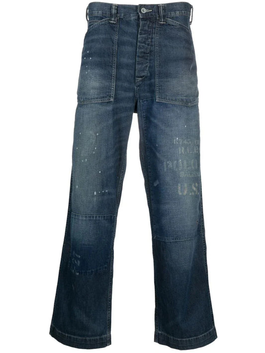 Distressed Finish Wide Leg Jeans by Polo Ralph Lauren - bottegalusso: Premier Destination for Modern Luxury Menswear