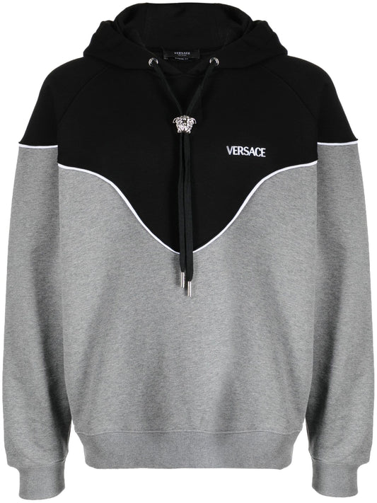 Logo Print Panelled Hoodie by Versace - bottegalusso: Premier Destination for Modern Luxury Menswear