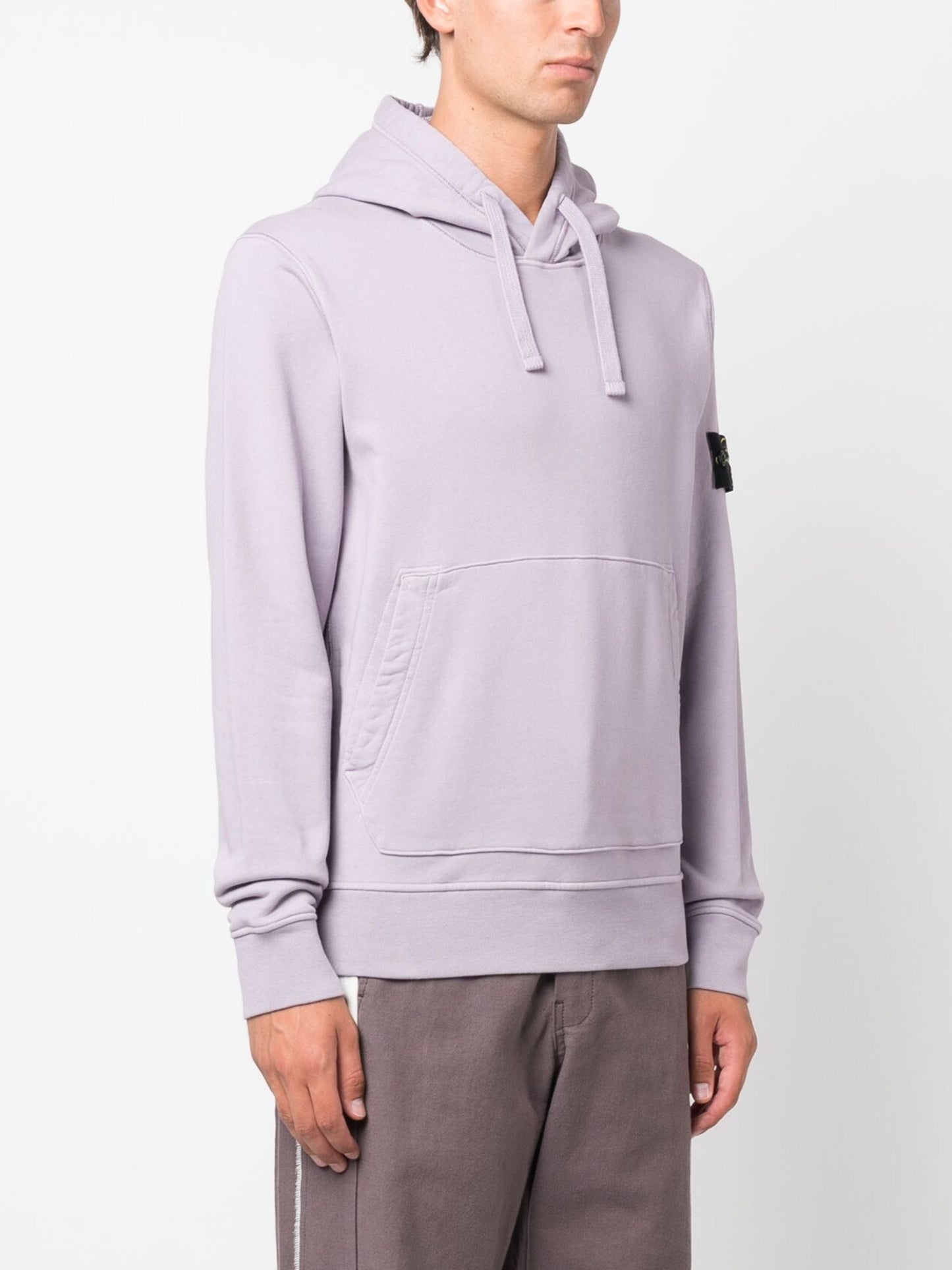 logo patch cotton hoodie by stone island - bottegalusso: premier destination for modern luxury menswear