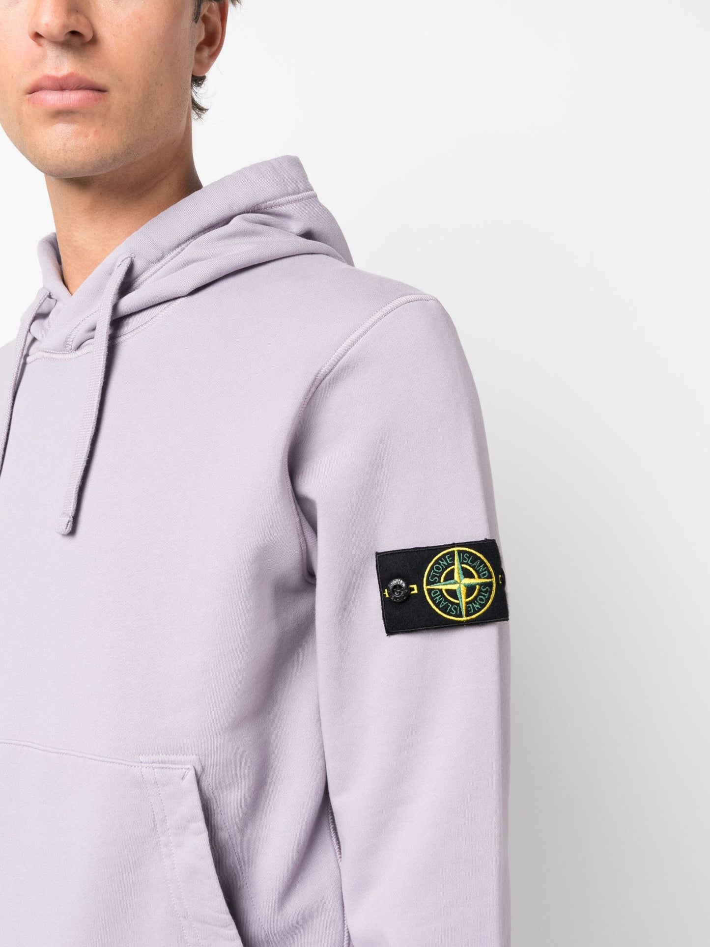 logo patch cotton hoodie by stone island - bottegalusso: premier destination for modern luxury menswear