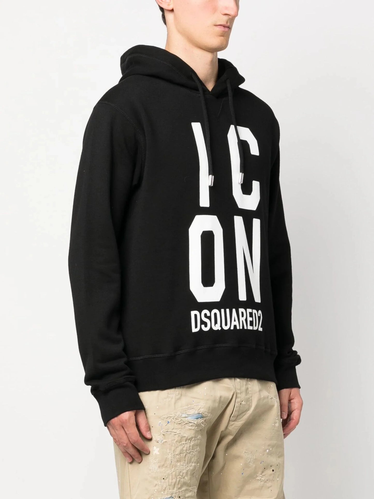 icon print cotton hoodie by dsquared2 - bottegalusso: premier destination for modern luxury menswear