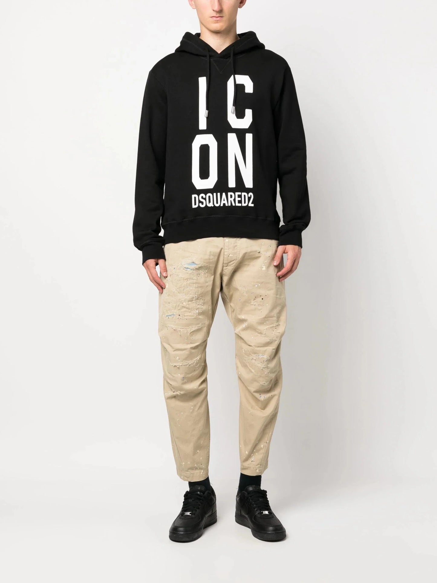 icon print cotton hoodie by dsquared2 - bottegalusso: premier destination for modern luxury menswear