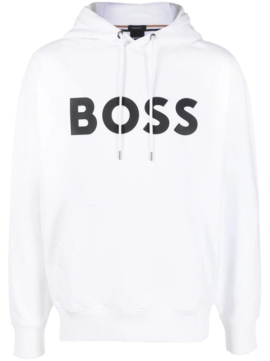 Logo Print Cotton Hoodie by BOSS - bottegalusso: Premier Destination for Modern Luxury Menswear