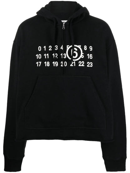 Logo Print Half Zip Hoodie by MM6 Maison Margiela - bottegalusso: Premier Destination for Modern Luxury Menswear