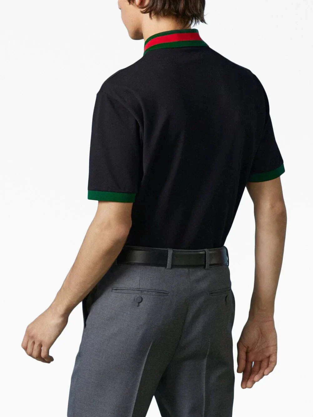 web stripe collar piqué polo shirt by gucci - bottegalusso: premier destination for modern luxury menswear