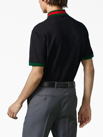 Web Stripe Collar Piqué Polo Shirt by Gucci - bottegalusso: Premier Destination for Modern Luxury Menswear