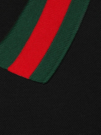 Web Stripe Collar Piqué Polo Shirt by Gucci - bottegalusso: Premier Destination for Modern Luxury Menswear