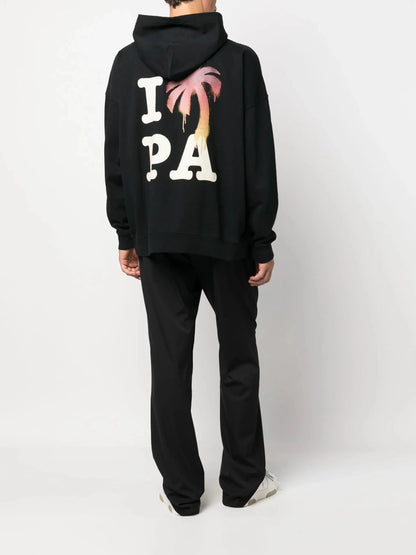 I Love PA Print Cotton Hoodie by Palm Angels - bottegalusso: Premier Destination for Modern Luxury Menswear