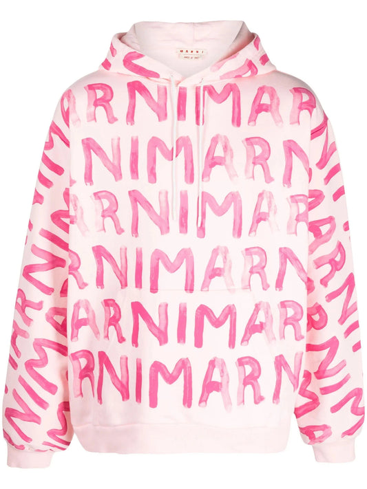 Logo Print Drawstring Hoodie by Marni - bottegalusso: Premier Destination for Modern Luxury Menswear