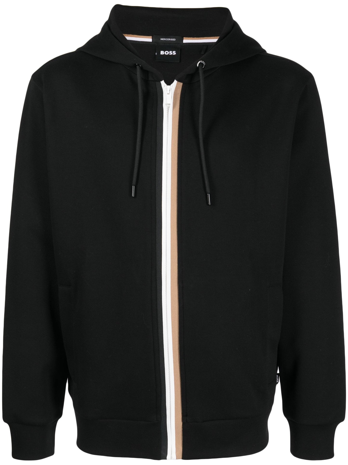 stripe detailing drawstring hoodie by boss - bottegalusso: premier destination for modern luxury menswear