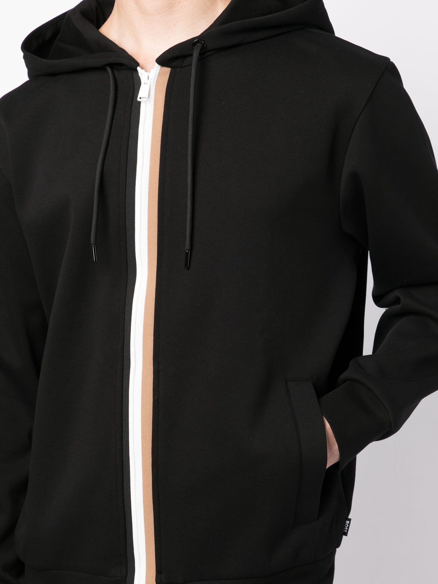 stripe detailing drawstring hoodie by boss - bottegalusso: premier destination for modern luxury menswear