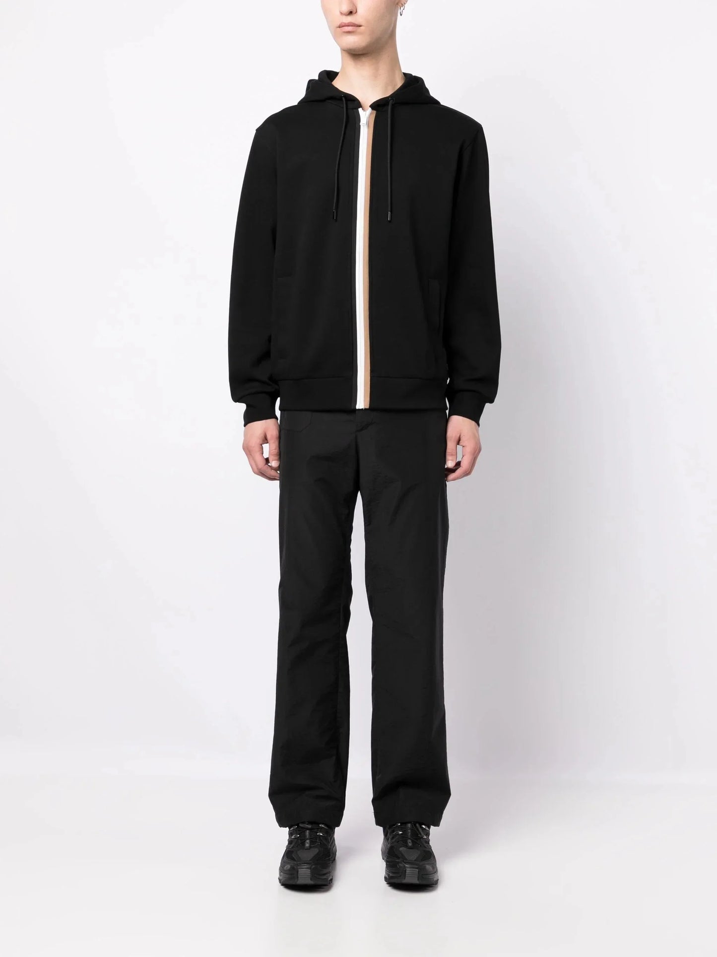 stripe detailing drawstring hoodie by boss - bottegalusso: premier destination for modern luxury menswear