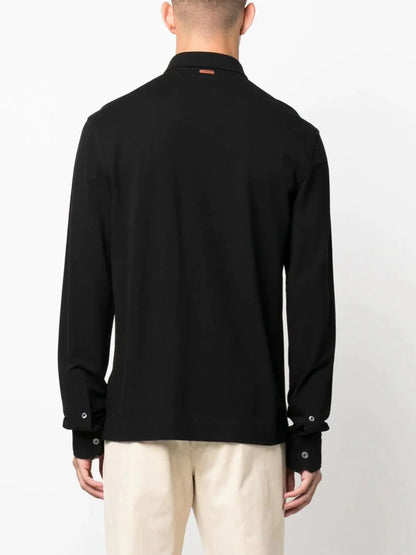 Long Sleeve Cotton Polo Shirt by Zegna - bottegalusso: Premier Destination for Modern Luxury Menswear