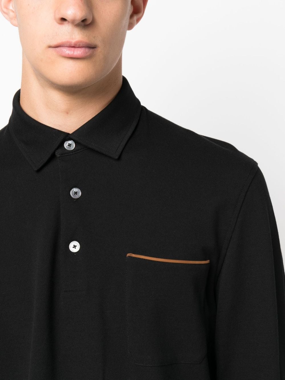 long sleeve cotton polo shirt by zegna - bottegalusso: premier destination for modern luxury menswear