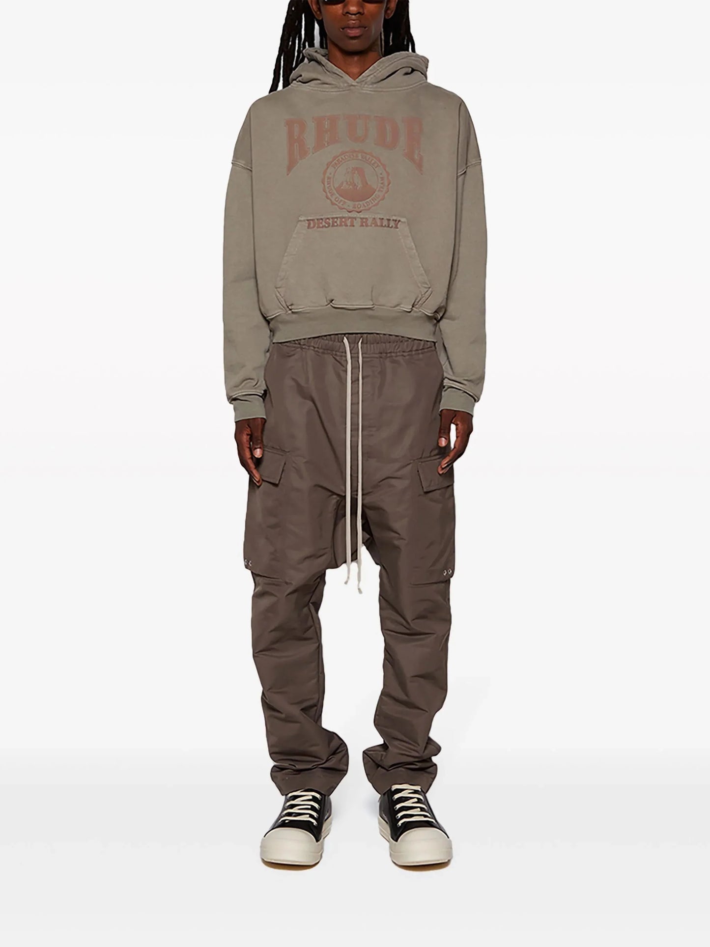 desert valley logo appliqué cotton hoodie by rhude - bottegalusso: premier destination for modern luxury menswear