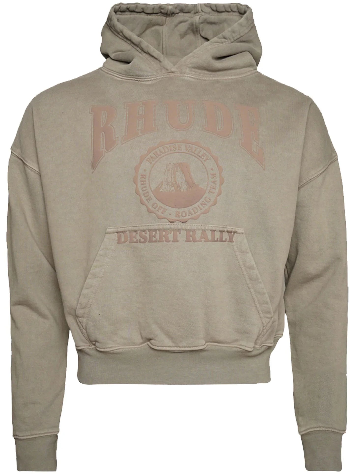 desert valley logo appliqué cotton hoodie by rhude - bottegalusso: premier destination for modern luxury menswear