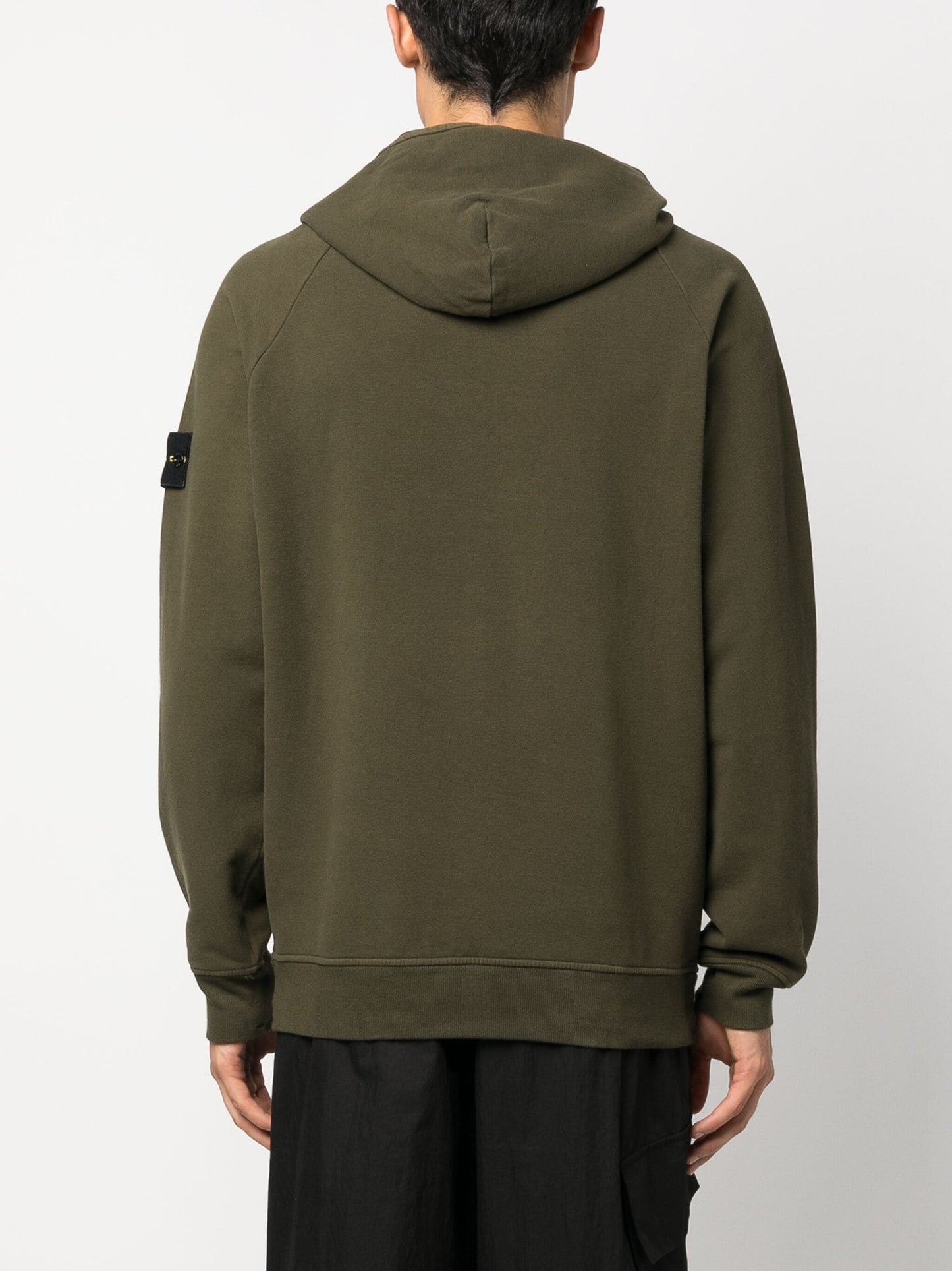 logo patch cotton hoodie by stone island - bottegalusso: premier destination for modern luxury menswear