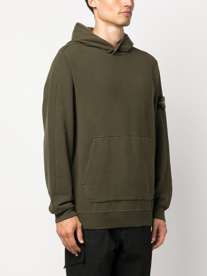 Logo Patch Cotton Hoodie by Stone Island - bottegalusso: Premier Destination for Modern Luxury Menswear