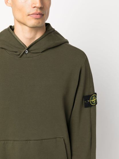 Logo Patch Cotton Hoodie by Stone Island - bottegalusso: Premier Destination for Modern Luxury Menswear