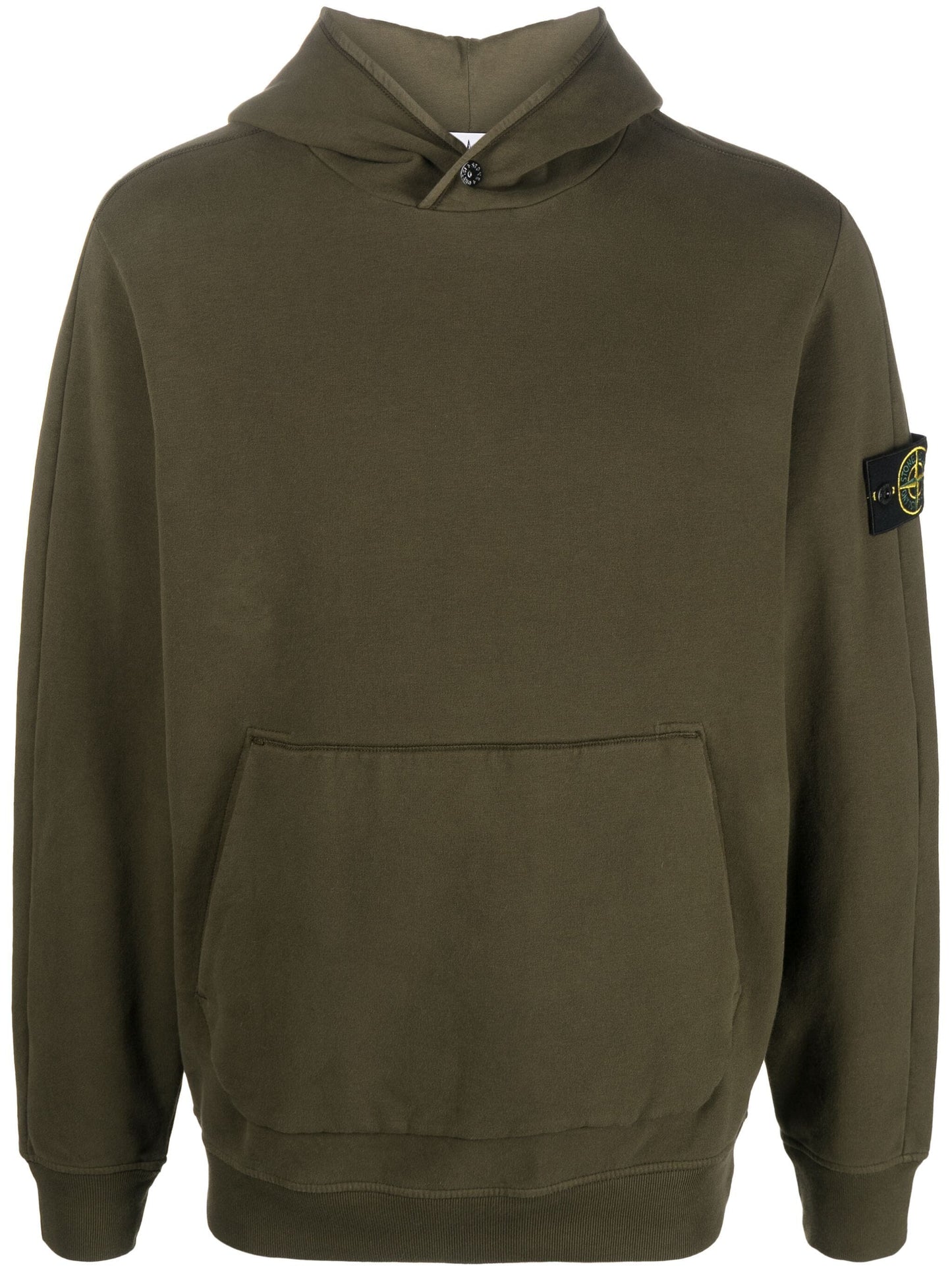 logo patch cotton hoodie by stone island - bottegalusso: premier destination for modern luxury menswear