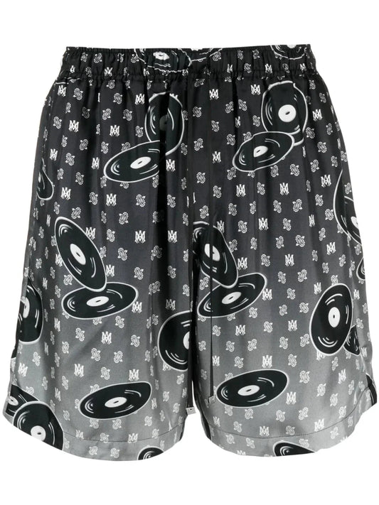 Falling Records Silk Shorts by Amiri - bottegalusso: Premier Destination for Modern Luxury Menswear