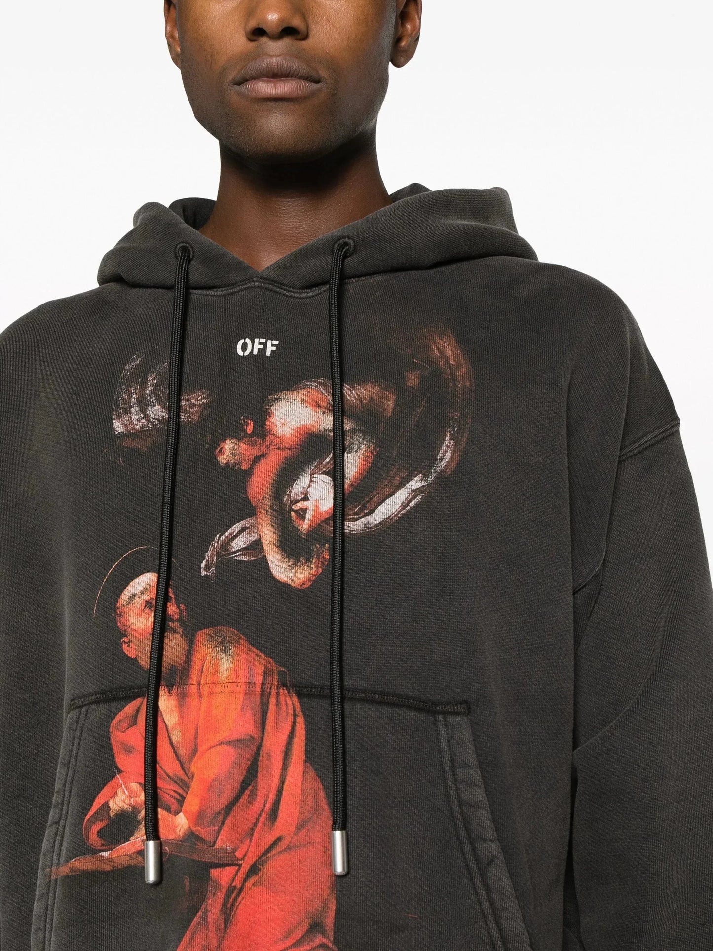 saint matthew print cotton hoodie by off-white - bottegalusso: premier destination for modern luxury menswear