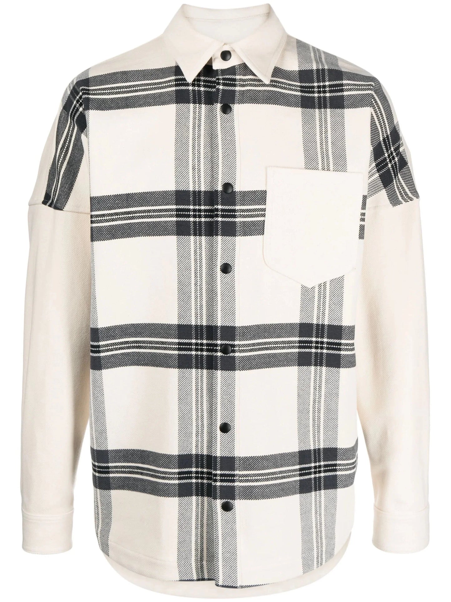 logo print checked overshirt