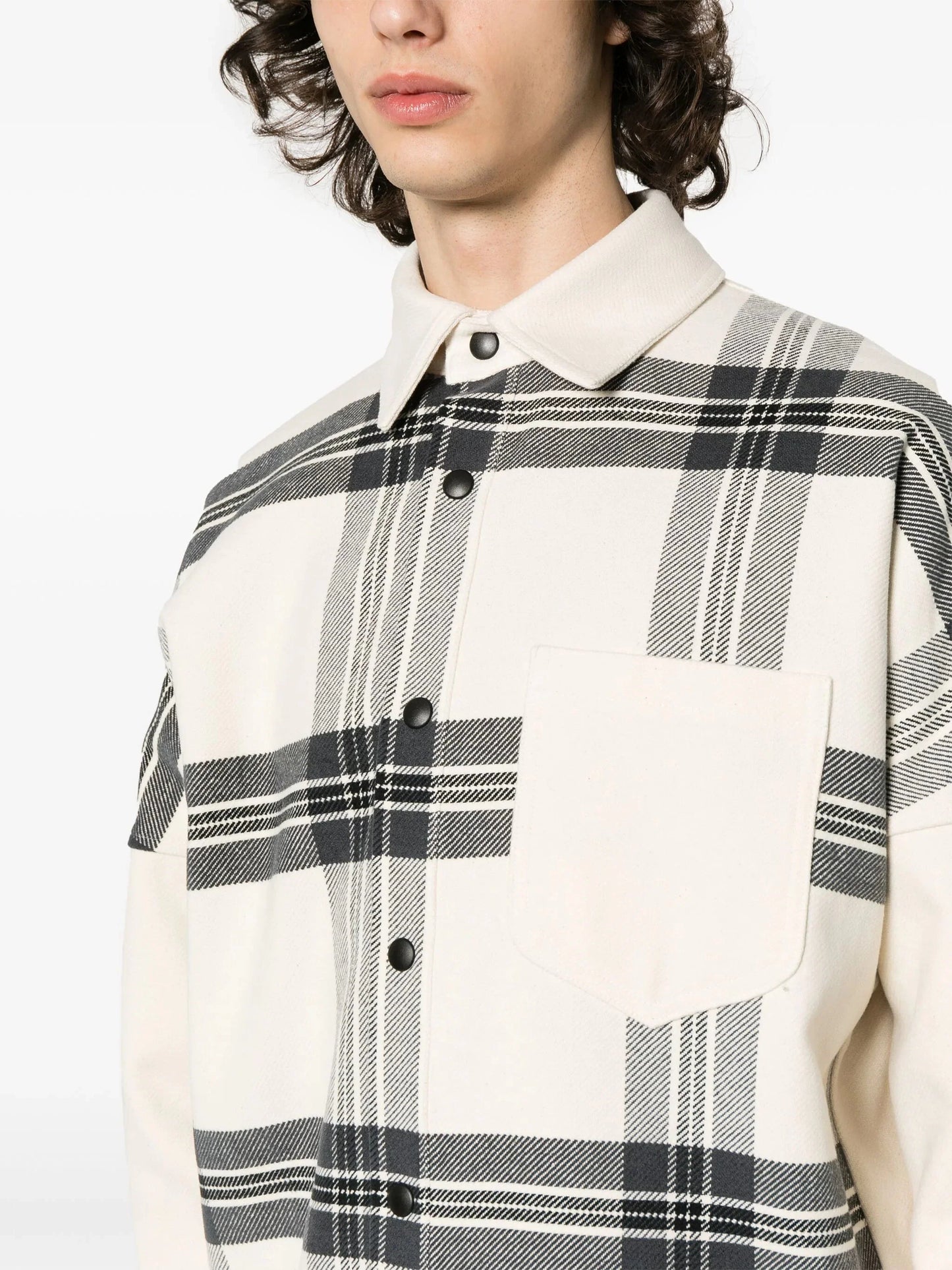 logo print checked overshirt