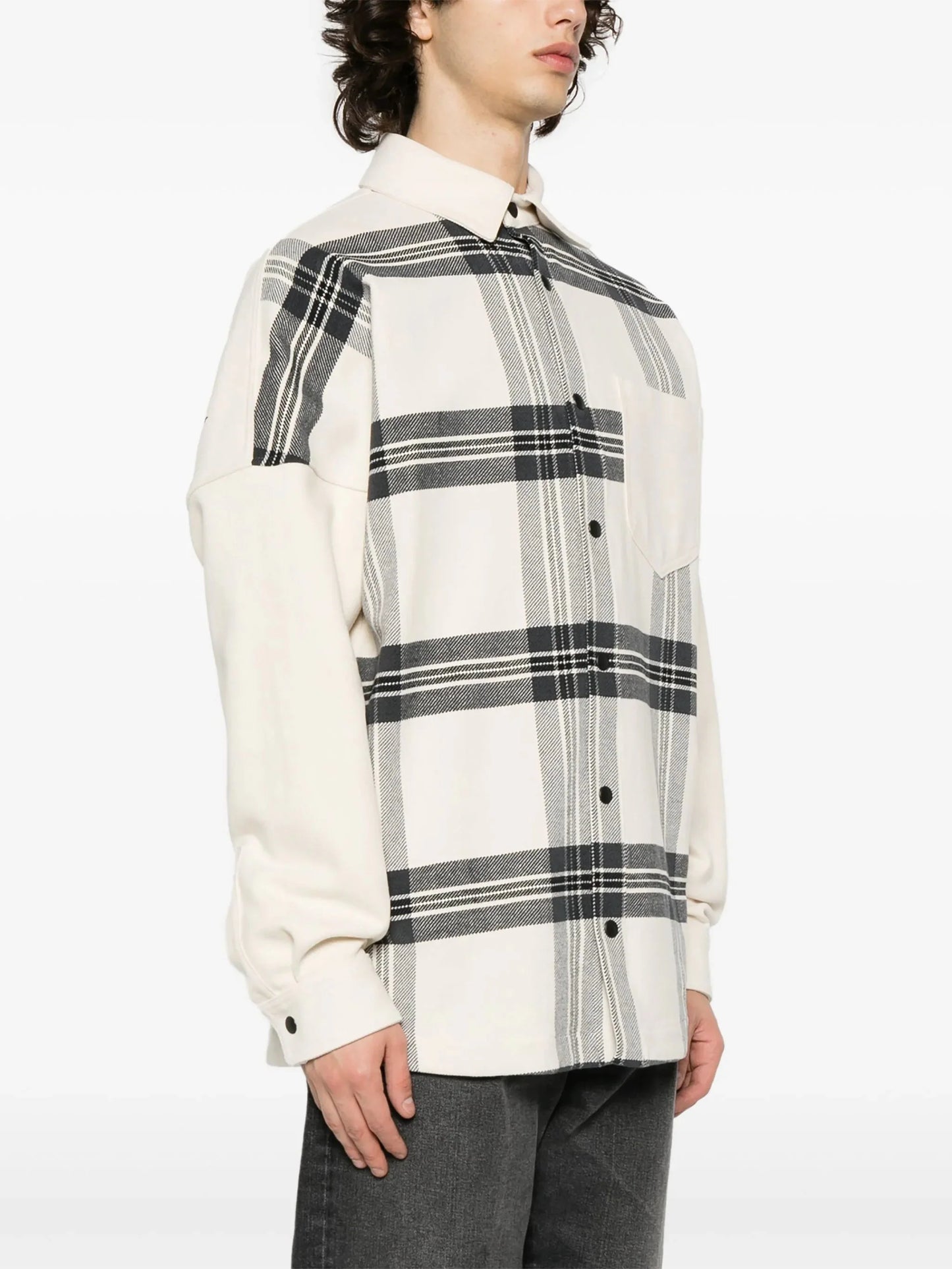 logo print checked overshirt