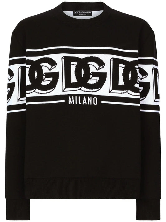 Intarsia Knit Logo Crew Neck Jumper by Dolce & Gabbana - bottegalusso: Premier Destination for Modern Luxury Menswear